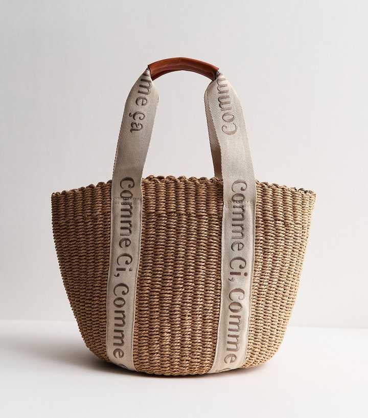 Stone Logo Trim Basket Tote