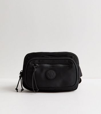 THE RERACS | BELT BAG(BLACK×BLACK) Black Woven Zipped Belt Bag | New Look
