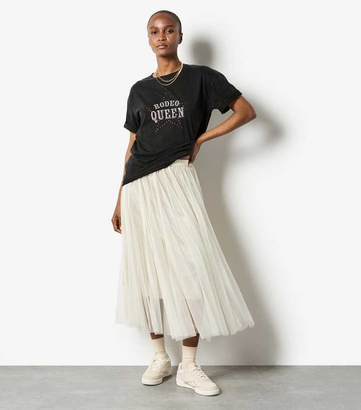 Apricot Stone Sparkle Mesh Tulle Skirt