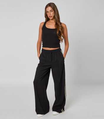 Urban Bliss Black Taped Side Wide Leg Trousers