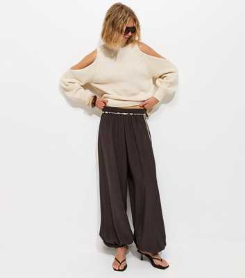 Dark Brown Cuffed Leg Trousers