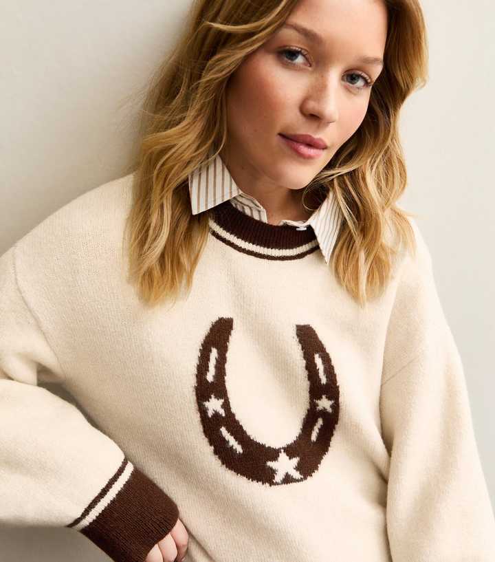 Cream and Brown Horseshoe Jumper