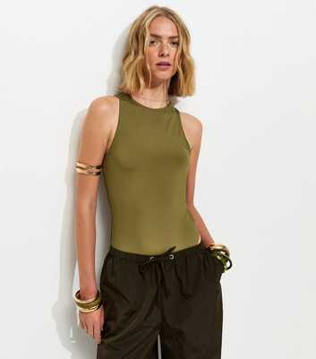 Khaki Jersey Racer Bodysuit