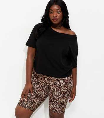 Curves Brown Leopard Print Cycling Shorts
