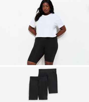 Curves Pack Of 2 Black Cycling Shorts