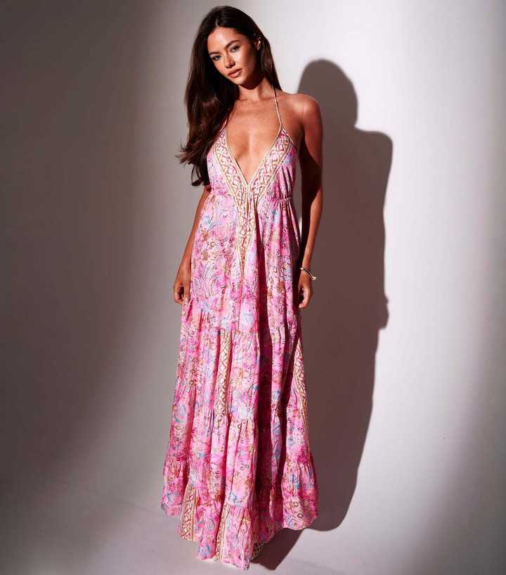 ralph lauren beach dress Ocean Life Pink Maxi Hawaiian Dress with Flattering Smock main image 1