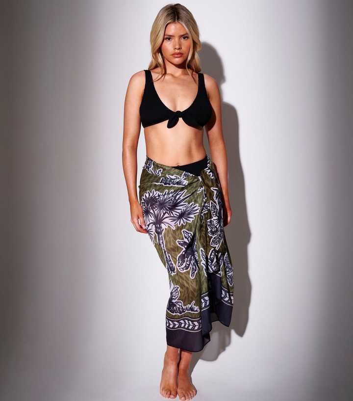 South Beach Green Palm Tree Print Sarong