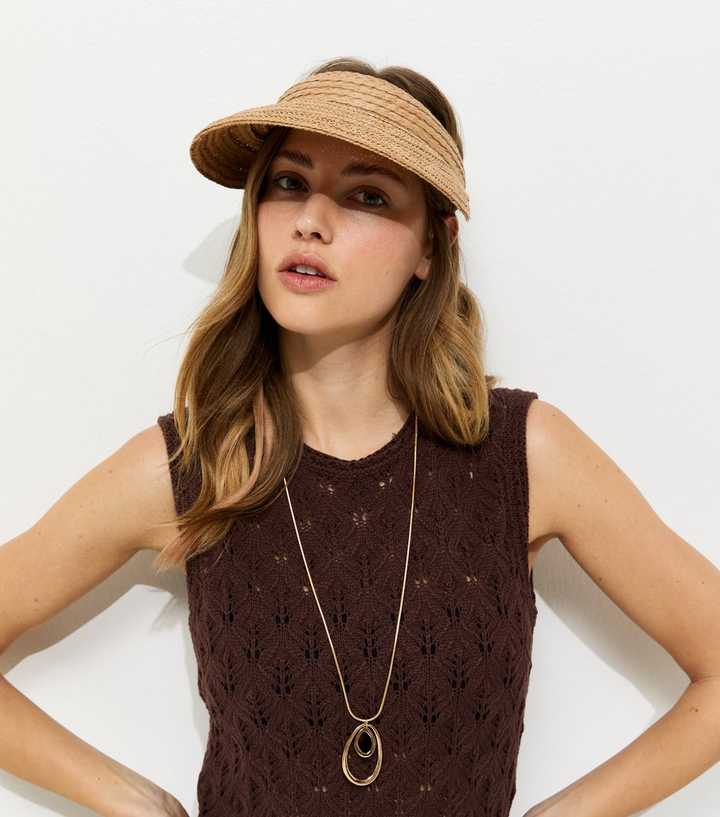 Tan Shell Charm Straw Visor