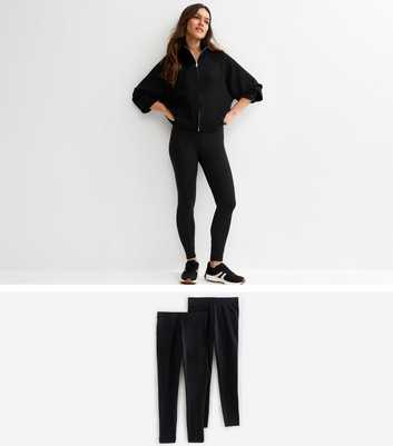 Petite Pack Of 2 Black Stretch Cotton Leggings