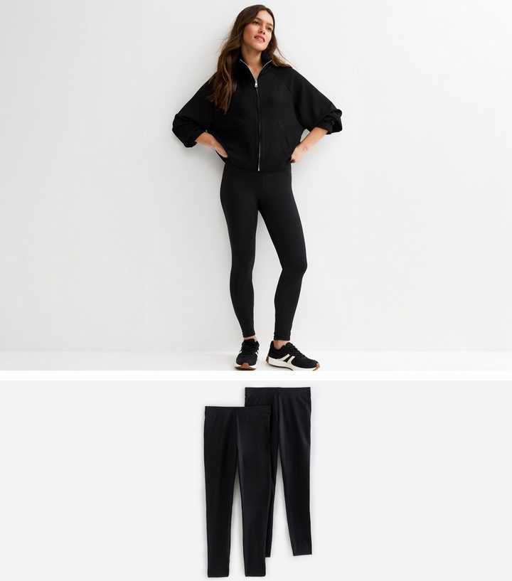 Petite Pack Of 2 Black Stretch Cotton Leggings