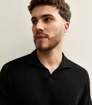 Jack & Jones Black Regular Ribbed Polo Shirt