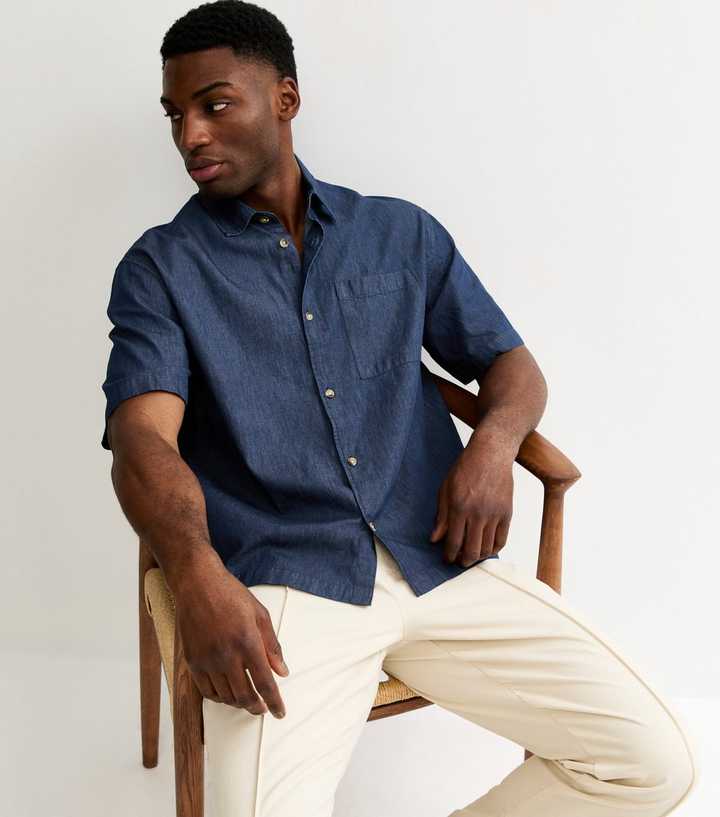 Blue Boxy Denim Short Sleeve Shirt | New Look