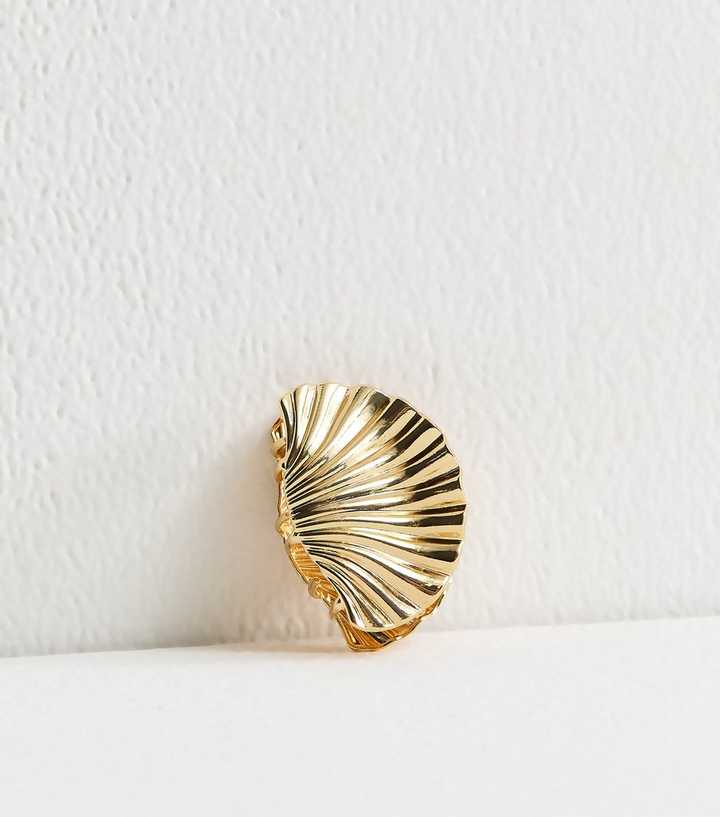 Gold Tone Shell Hair Claw Clip