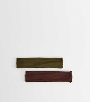 Pack of 2 Green and Brown Stretchy Headbands