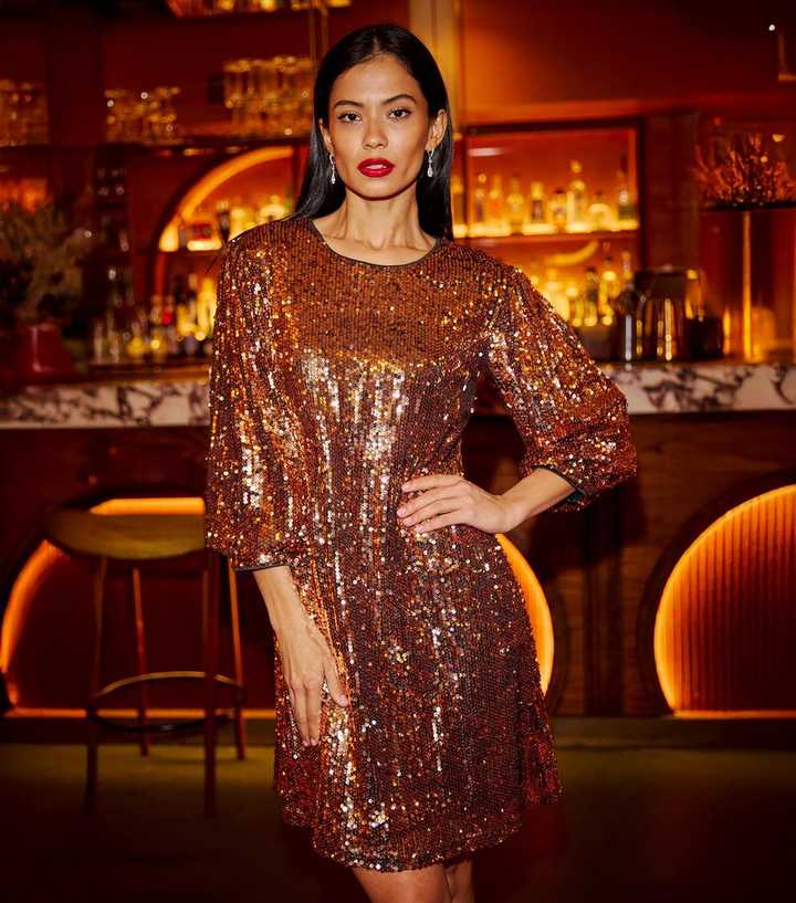 Yumi Gold Sequin Tunic Dress