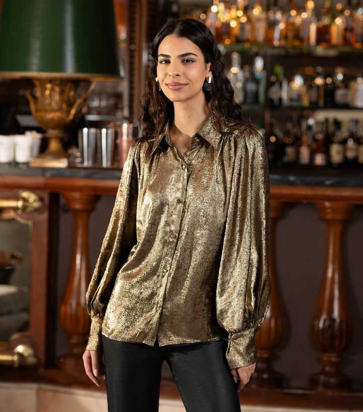 Yumi Metallic Gold Relaxed Shirt