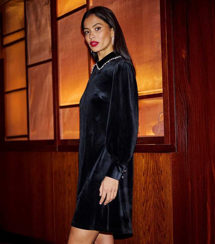black tunic dresses Yumi Long Sleeve Dress MEASURE TO FIT YOUR Christmas in JUNE 2026 Asymmetrical Shirt Dress - Size:EU 38 / US 6