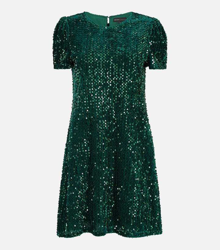 Yumi Green Sequin Shift Dress | New Look