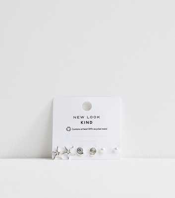 Silver Tone Pack Of 3 Mini Shell Starfish Earrings