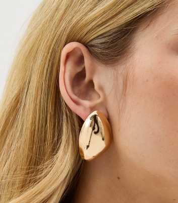 Gold Tone Curved Dome Metal Stud Earrings