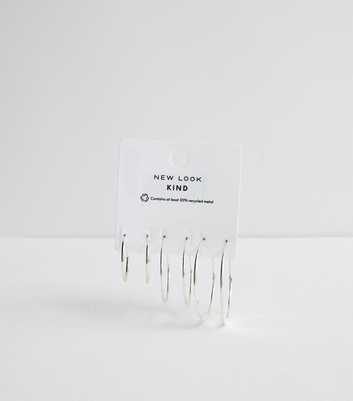 Pack of 3 Silver Tone Textured Hoop Earrings