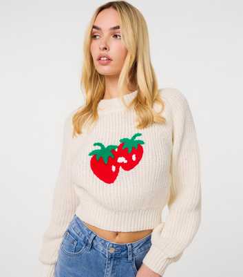 Pink Vanilla Off White Strawberry Knit Jumper
