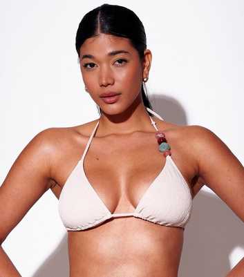South Beach Cream Crotchet Triangle Bikini Top