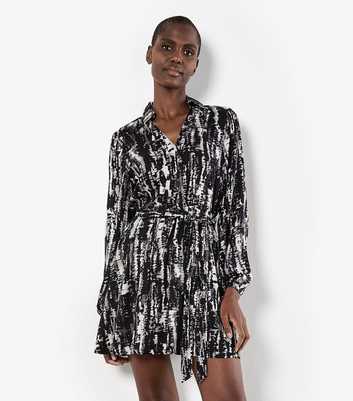 Apricot Light Grey Tie Dye Painterly Mini Dress