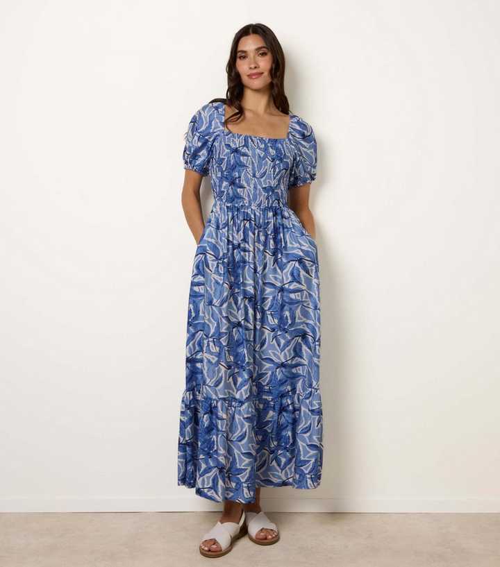 Blue Vanilla Blue Square Neck Midi Dress