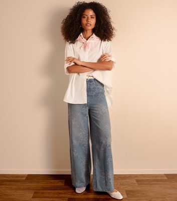 Blue Vanilla Blue Floral Print Wide Leg Jeans