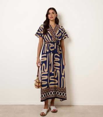 Blue Vanilla Navy Abstract Print Dress