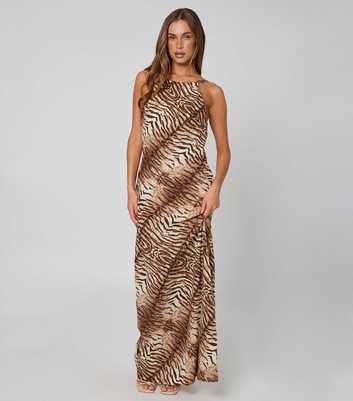 Urban Bliss Brown Zebra Print Maxi Dress