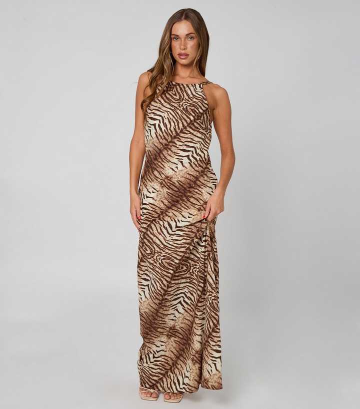 Urban Bliss Brown Zebra Print Maxi Dress