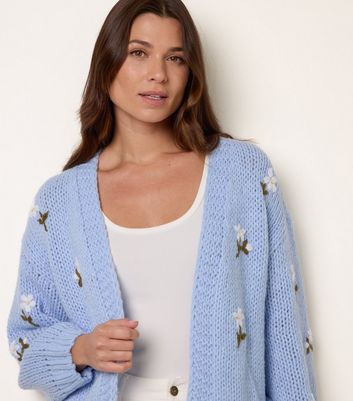 Blue Vanilla Light Blue Embroidered Daisy Cardigan | New Look