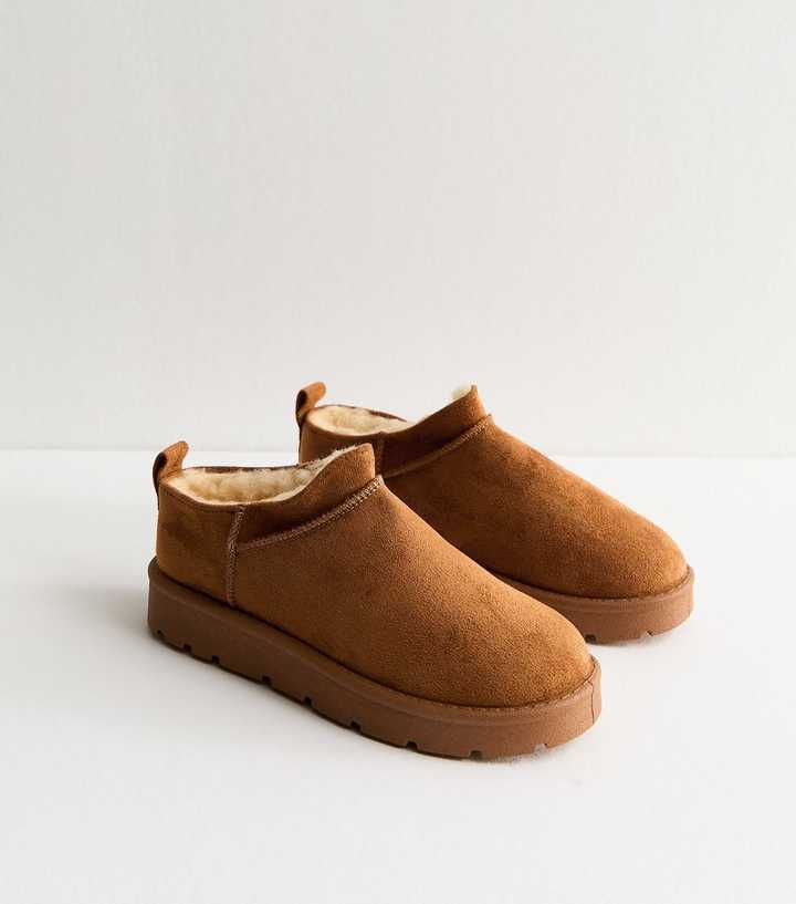 Truffle Tan Faux Suede Slipper Boots