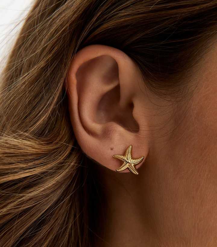 18ct Gold Plated Plated Starfish Stud Earrings
