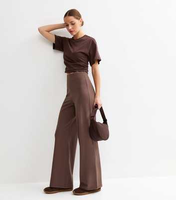 Dark Brown Wide Leg Leggings