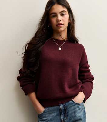 Girls Burgundy Longline Jumper