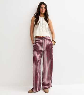 Red Striped Wide Leg Trousers