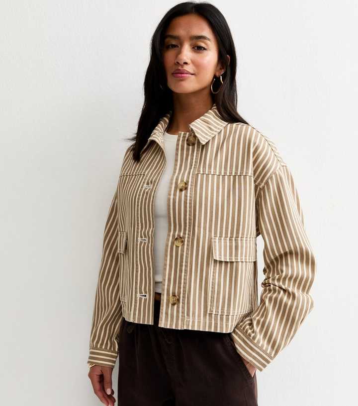 Petite Mink Cotton Striped Shacket