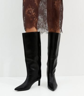 Truffle Black Faux Leather Heeled Pull On Boots | New Look