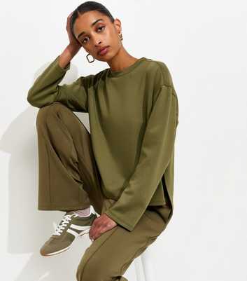 Premium Khaki Side Split Sweatshirt