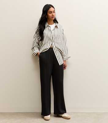 Premium Black Front Seam Wide Leg Joggers