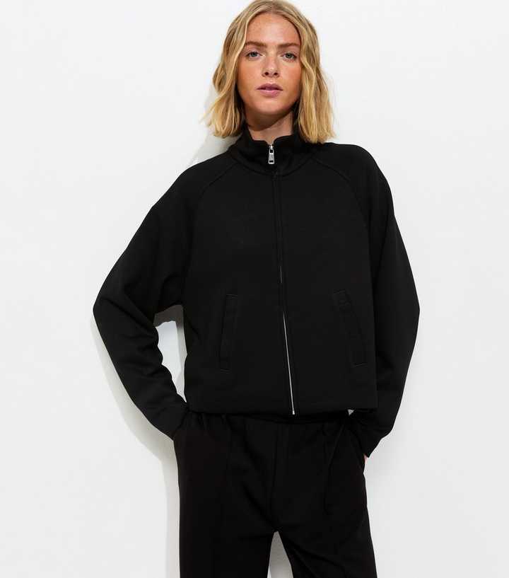 Premium Black High Neck Zip Up Sweatshirt