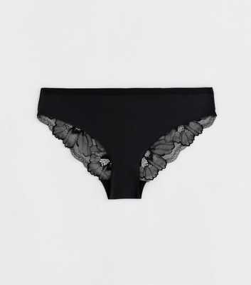 Black No Vpl Lace Back Brazilian Briefs