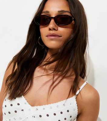 Brown Oval Tortoiseshell Effect Tinted Sunglasses