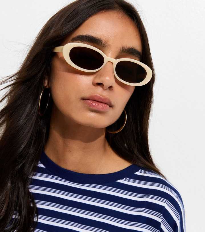 Light Yellow Oval Tinted Sunglasses