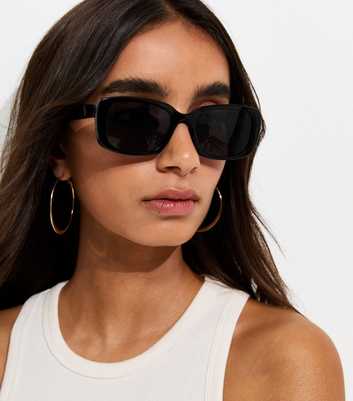 Black Oversized Rectangle Frame Sunglasses