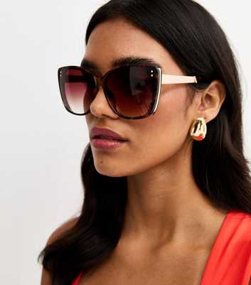 Brown Oversized D Frame Sunglasses