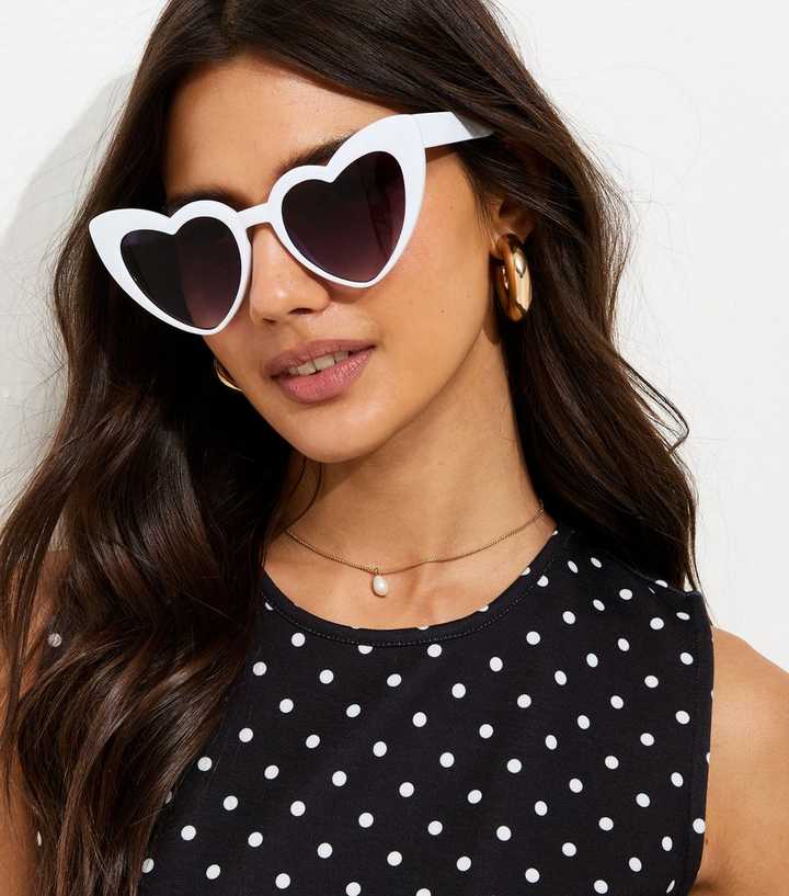 White Heart Shaped Sunglasses